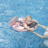 Mambobaby Yüzme Simidi - Pembe Uğur Böceği, Emniyetli, Gölgelikli ve Ayak Destekli