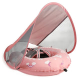 Mambobaby Yüzme Simidi - Pink Unicorn, Emniyetli, Gölgelikli ve Ayak Destekli
