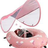 Mambobaby Yüzme Simidi - Pink Unicorn, Emniyetli, Gölgelikli ve Ayak Destekli