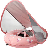 Mambobaby Yüzme Simidi - Pink Unicorn, Emniyetli, Gölgelikli ve Ayak Destekli