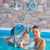 Mambobaby Yüzme Simidi - Penguin Pup, Emniyetli, Gölgelikli ve Ayak Destekli