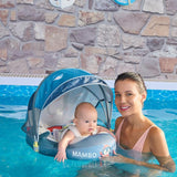 Mambobaby Yüzme Simidi - Penguin Pup, Emniyetli, Gölgelikli ve Ayak Destekli
