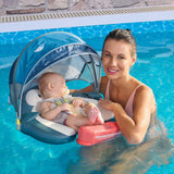 Mambobaby Yüzme Simidi - Penguin Pup, Emniyetli, Gölgelikli ve Ayak Destekli