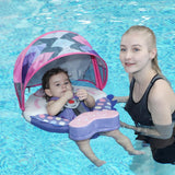 Mambobaby Yüzme Simidi - Pink Colorfish, Emniyetl Gölgelikli ve Ayak Destekli