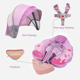 Mambobaby Yüzme Simidi - Pink Ice Cream, Emniyetli ,Gölgelikli ve Ayak Destekli