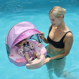 Mambobaby Yüzme Simidi - Pink Ice Cream, Emniyetli ,Gölgelikli ve Ayak Destekli