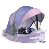 Mambobaby Yüzme Simidi - Purple Monster,  Emniyetli, Gölgelikli ve Ayak Destekli