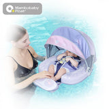 Mambobaby Yüzme Simidi - Purple Monster,  Emniyetli, Gölgelikli ve Ayak Destekli