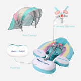 Mambobaby Yüzme Simidi - Rainbow, Emniyetli, Gölgelikli ve Ayak Destekli