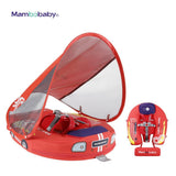 Mambobaby Yüzme Simidi - Red Car, Emniyetli, Gölgelikli ve Ayak Destekli
