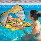 Mambobaby Yüzme Simidi - Yellow Leopard, Emniyetli, Gölgelikli ve Ayak Destekli