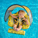 Mambobaby Yüzme Simidi - Yellow Leopard, Emniyetli, Gölgelikli ve Ayak Destekli