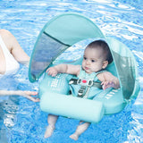 Mambobaby Yüzme Simidi - Yeşil Fil, Emniyetli, Gölgelikli ve Ayak Destekli