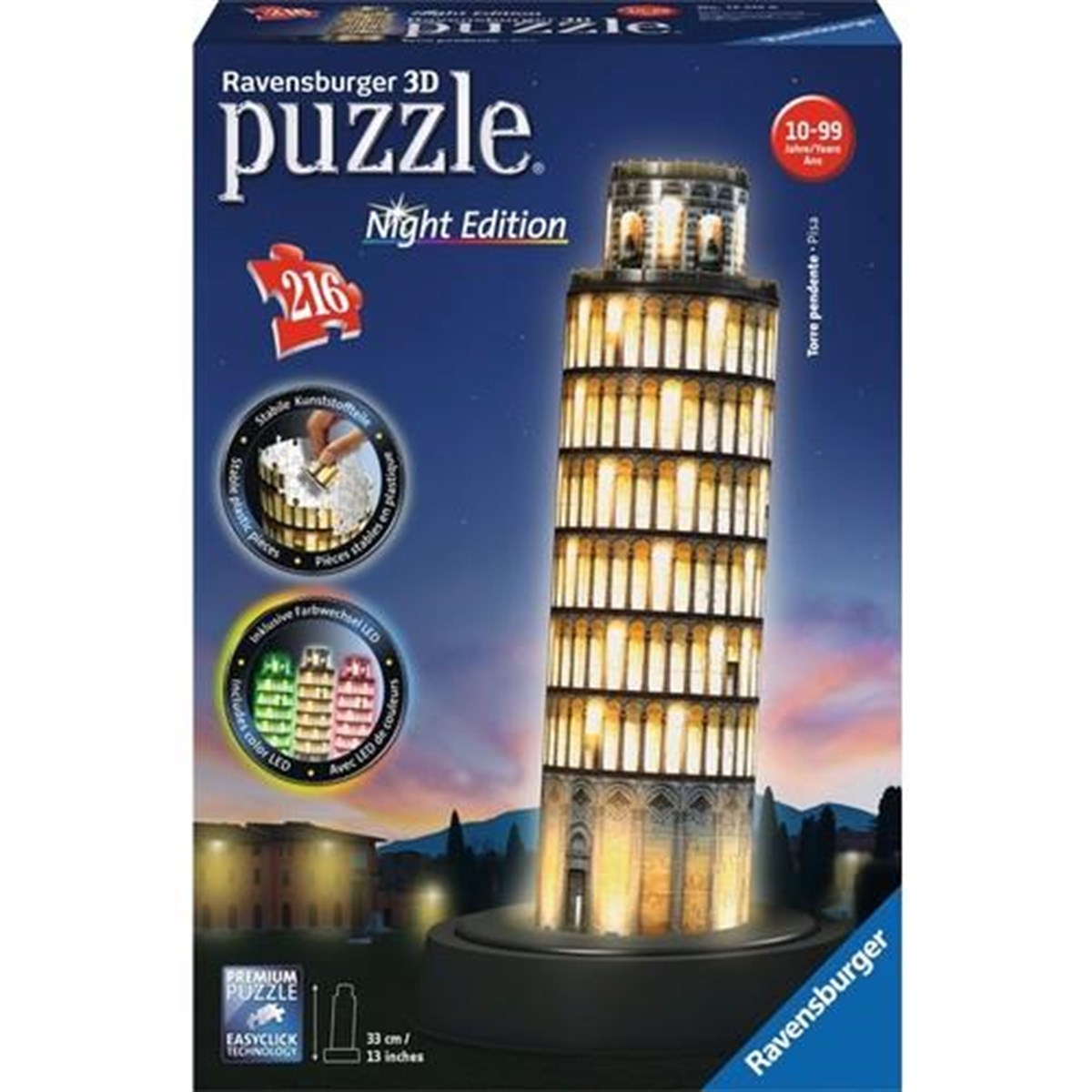 Ravensburger 3 Boyutlu Plastik Işıklı Puzzle Pisa 125159 | Toysall