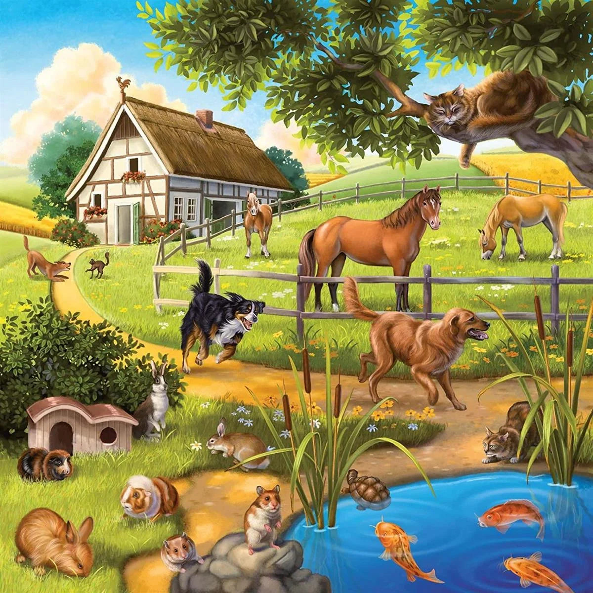 Ravensburger 3x49 Parça Puzzle Kır Evi ve Hayvanlar 092659 | Toysall