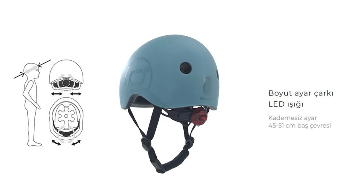 Scoot and Ride Helmet Reflective Bebek Kaskı XXS-S Açık Gri 181206-96498 | Toysall