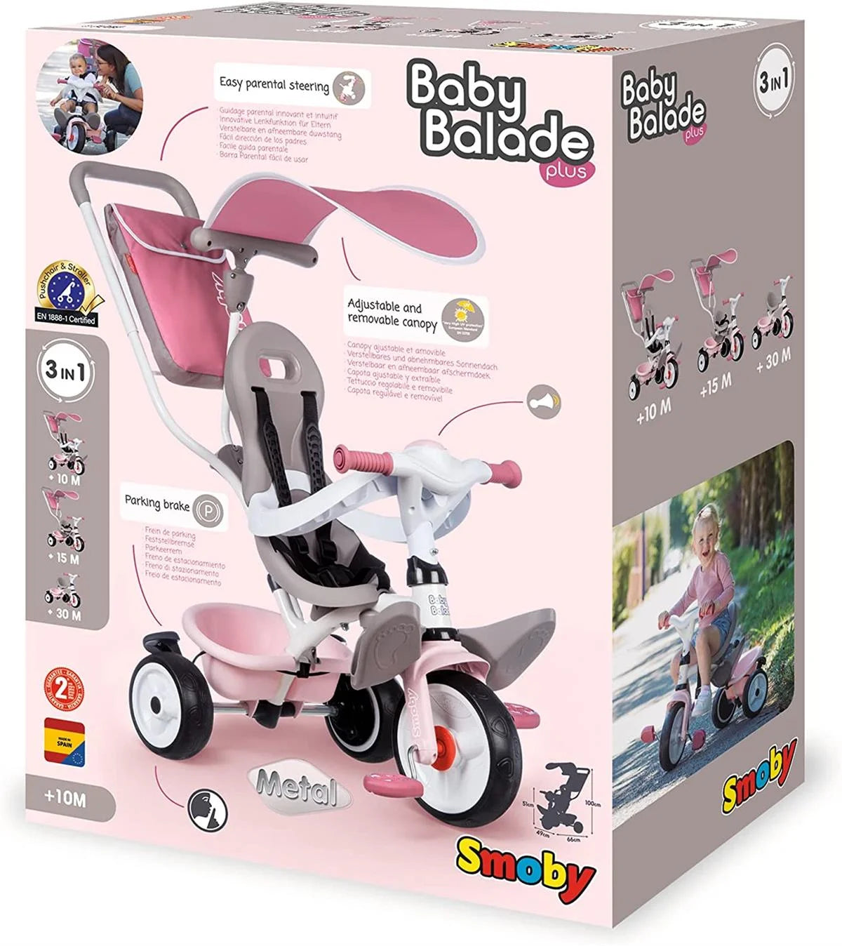 Smoby 3 Tekerlekli Çocuk Bisikleti 3'ü1 Arada Set  - Pembe 741401 | Toysall