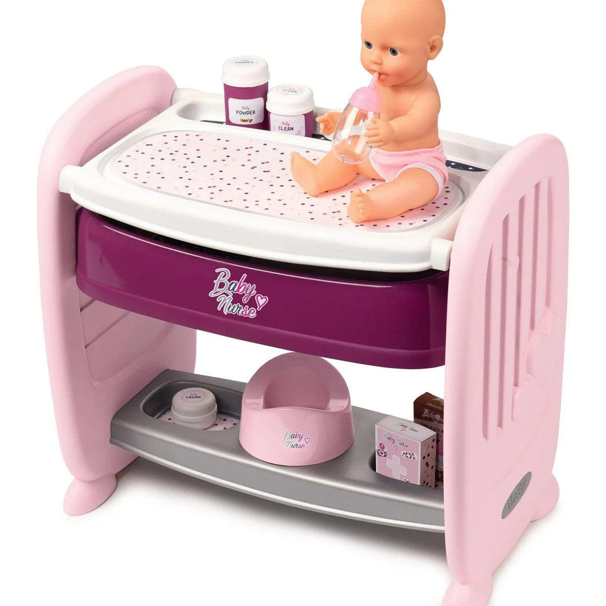 Smoby Baby Nurse 2‘si1 Arada Oyun Seti - Bebek Beşiği ve Bebek Bakım Merkezi 220353 | Toysall