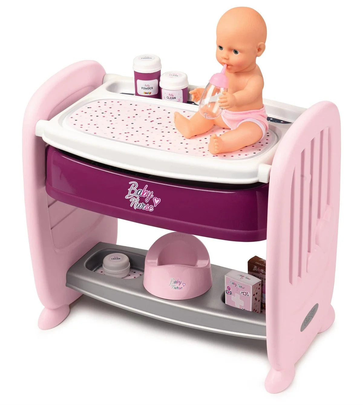 Smoby Baby Nurse 2‘si1 Arada Oyun Seti - Bebek Beşiği ve Bebek Bakım Merkezi 220353 | Toysall