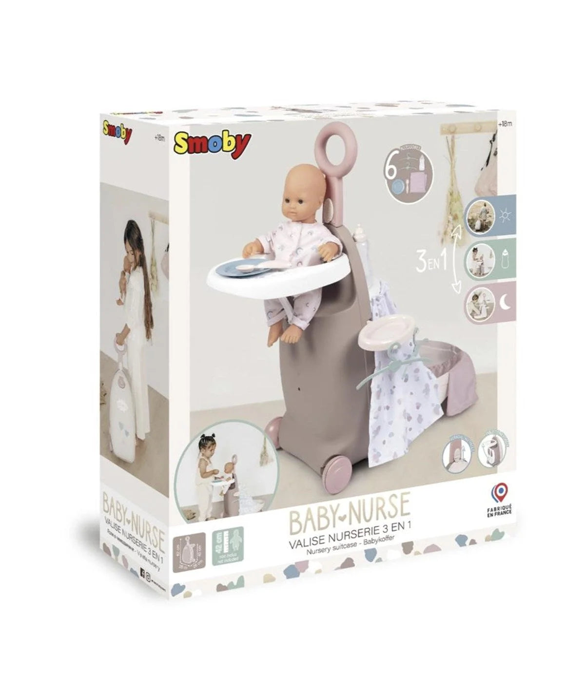 Smoby Baby Nurse 3'ü 1 Arada Oyuncak Bebek Seyahat Seti 220374 | Toysall