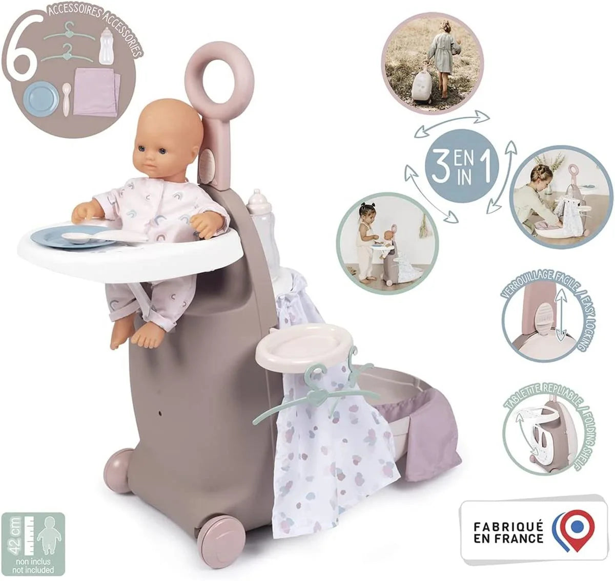 Smoby Baby Nurse 3'ü 1 Arada Oyuncak Bebek Seyahat Seti 220374 | Toysall