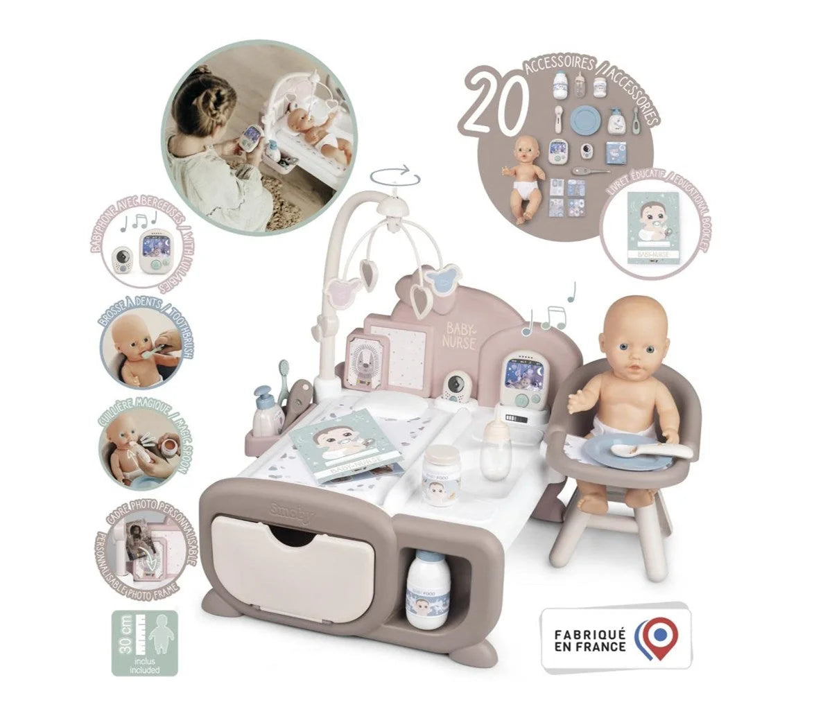 Smoby Baby Nurse Bebek Bakım Ünitesi Oyun Seti, 3'ü 1 Arada Set 220375 | Toysall