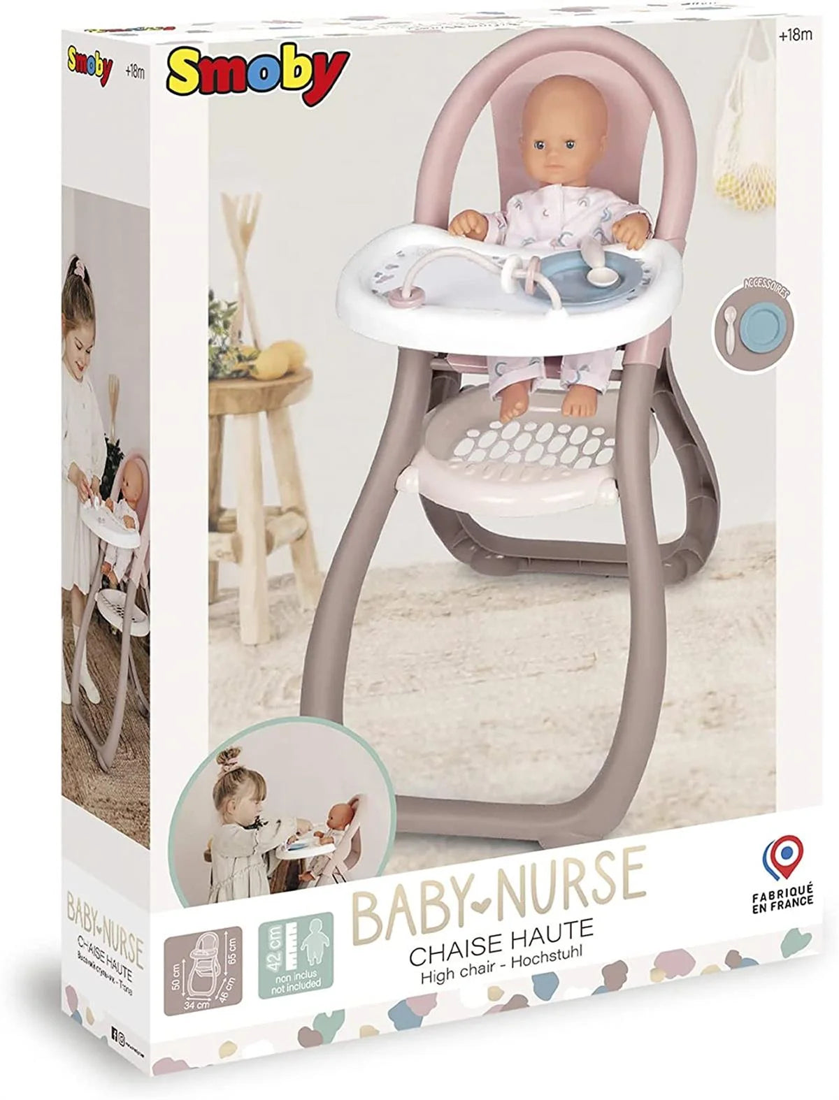 Smoby Baby Nurse Bebek Mama Sandalyesi Leylak-Gri 220370 | Toysall