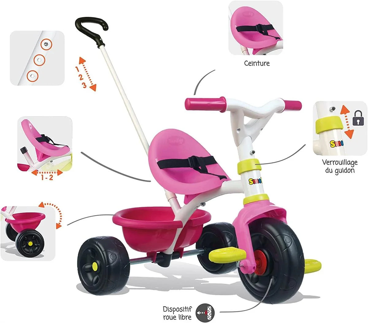 Smoby Be Fun Üç Tekerlekli Bisiklet Seti - Pembe  740322 | Toysall