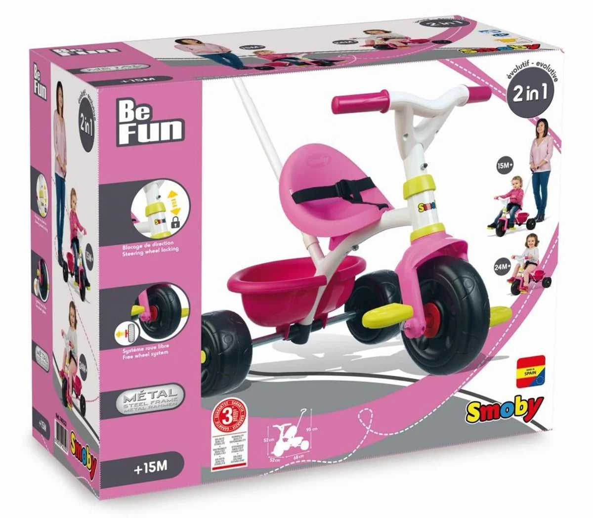 Smoby Be Fun Üç Tekerlekli Bisiklet Seti - Pembe  740322 | Toysall