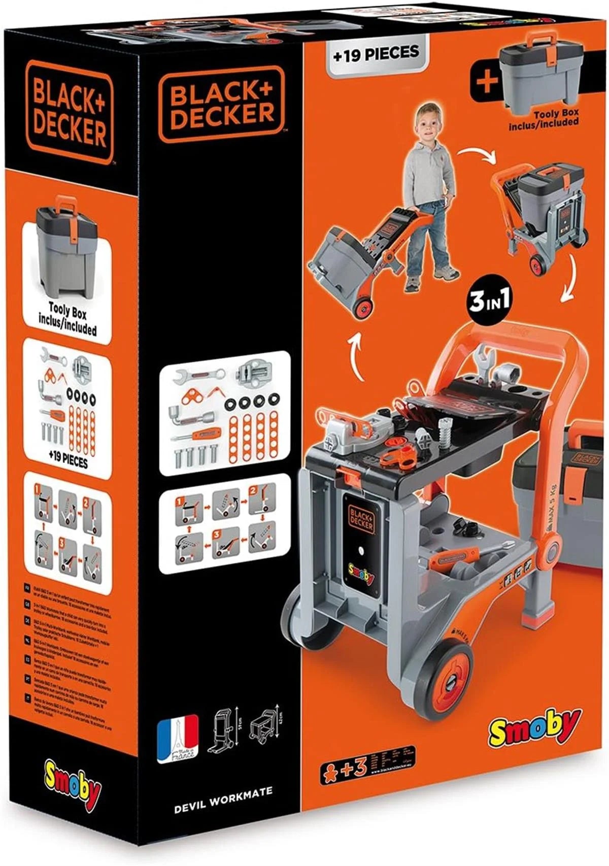 Smoby Black & Decker Oyuncak Alet Takımı ve  Tekerlekli Çalışma Tezgahı 360202 | Toysall