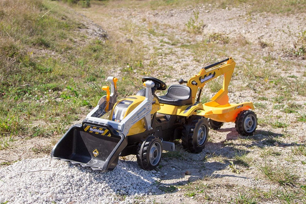 Smoby Builder Max Excavatörlü Römorklu Traktör  710301 | Toysall