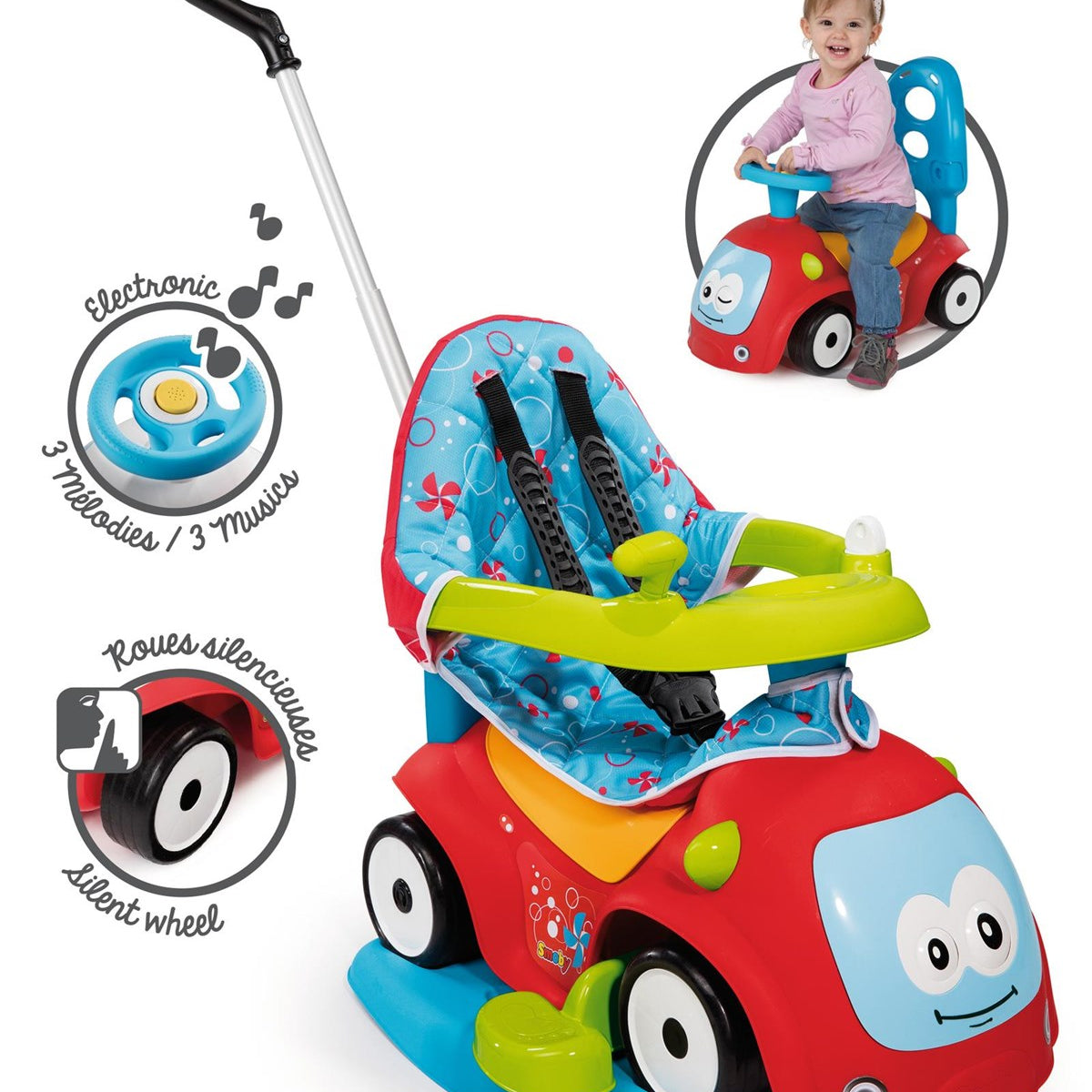 Smoby Maestro Comfort 4 Fonksiyonlu : Bebek Arabası, Bebek Yürüteci, Binmeli Araç ve Tahteravalli 720400 | Toysall