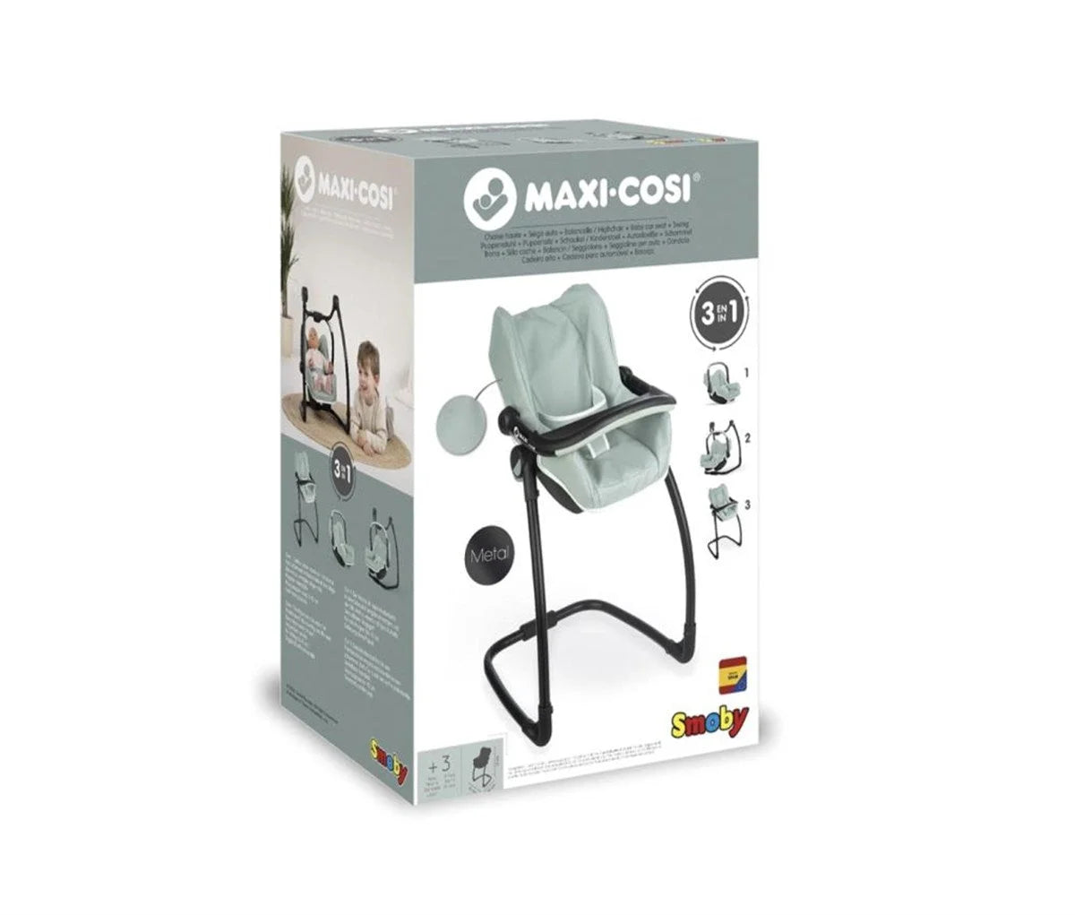 Smoby Maxi-Cosi Oyuncak Bebek Mama Sandalyesi Puset ve Salıncak - Adaçayı Yeşili 240239 | Toysall