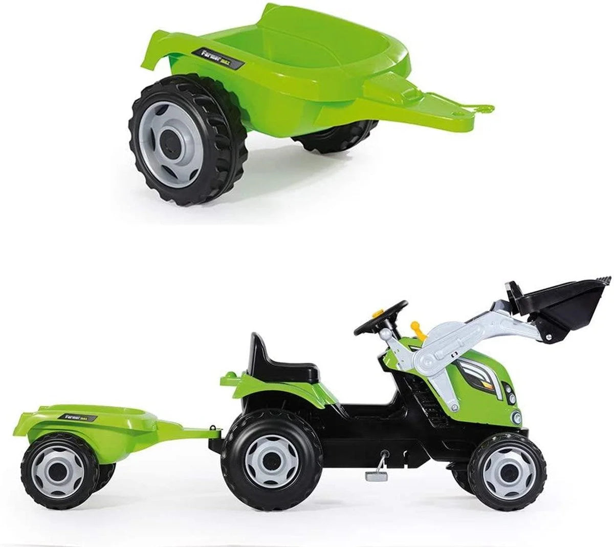 Smoby XL Römorklu Pedallı ve Kepçeli Traktör - Açık Yeşil 710109 | Toysall